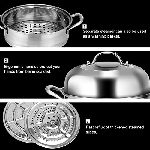 11 Inch Stainless Steel Steamer Pot with Tempered Glass Lid V226381