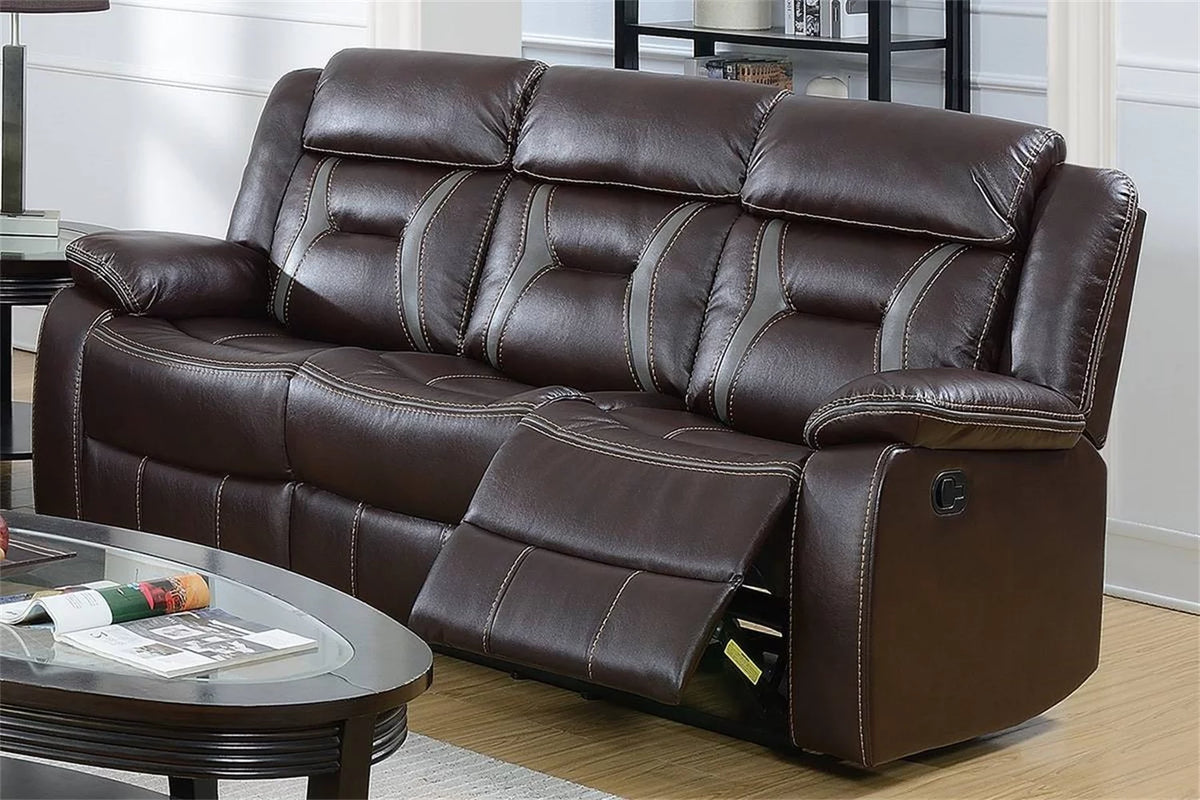 Dark Brown Leatherette Recliner Sofa I58093