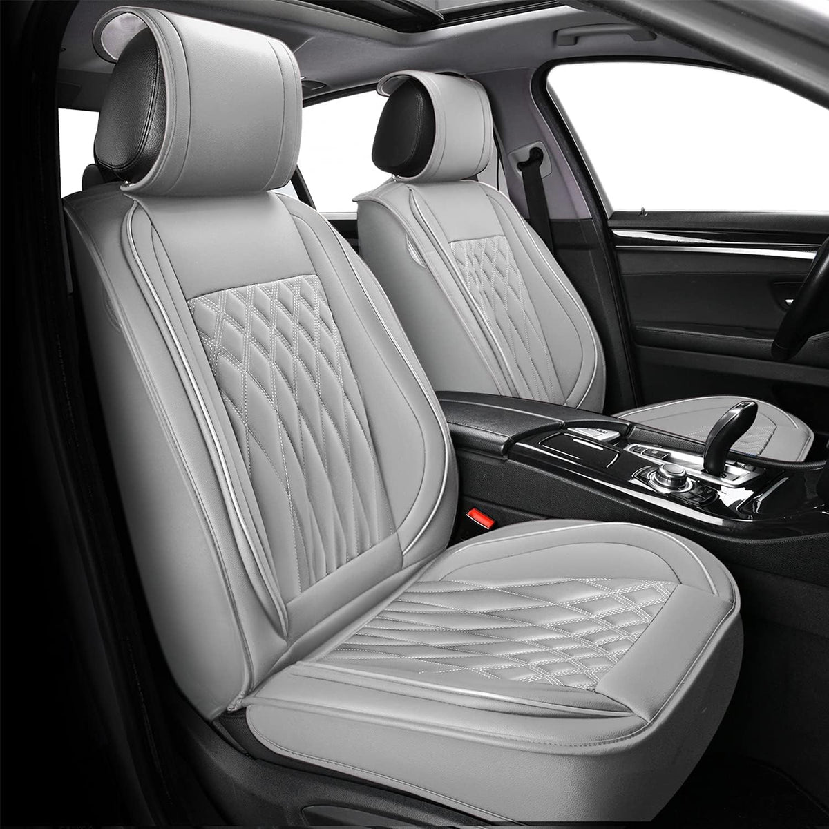 Black+Red Line Leather Car Seat Cover Pack of 2 N480912