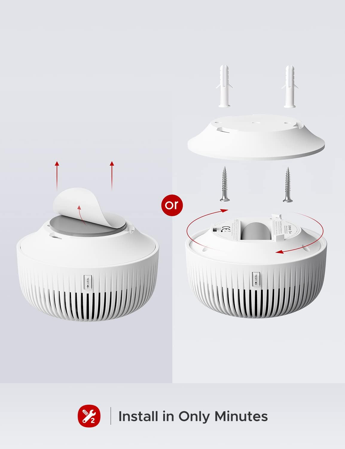 Smart Smoke Detector with Photoelectric Sensor, Replaceable Battery, Wi-Fi W522053