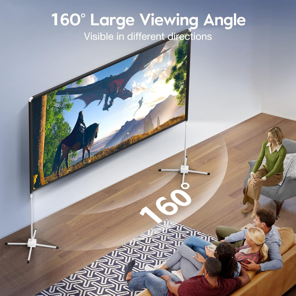 120 inch 16:9 Portable Projection Screen with Stand X6097