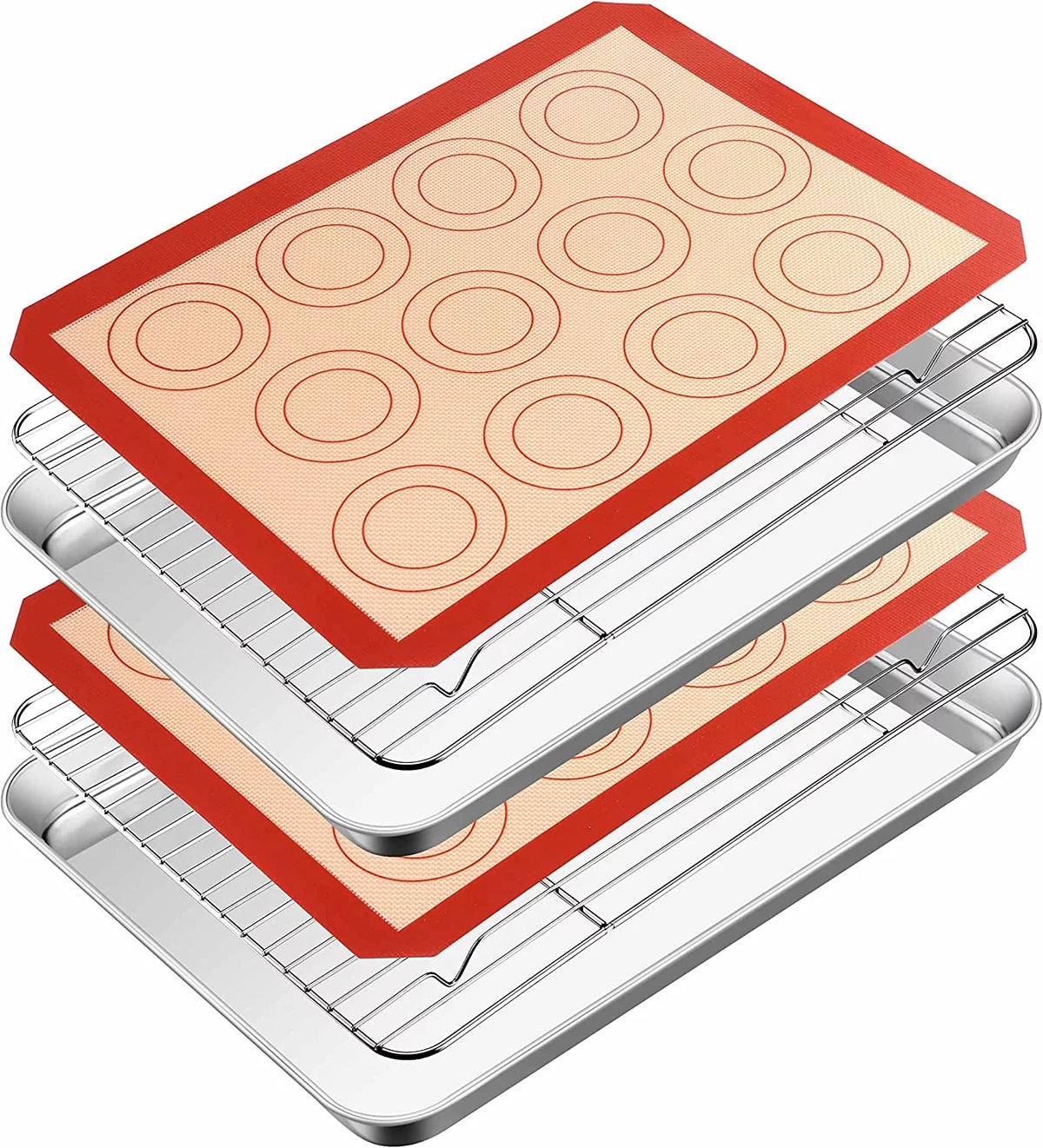 16 inch Stainless Steel Baking Sheet with Rack & Mat Set of 6 Z1837