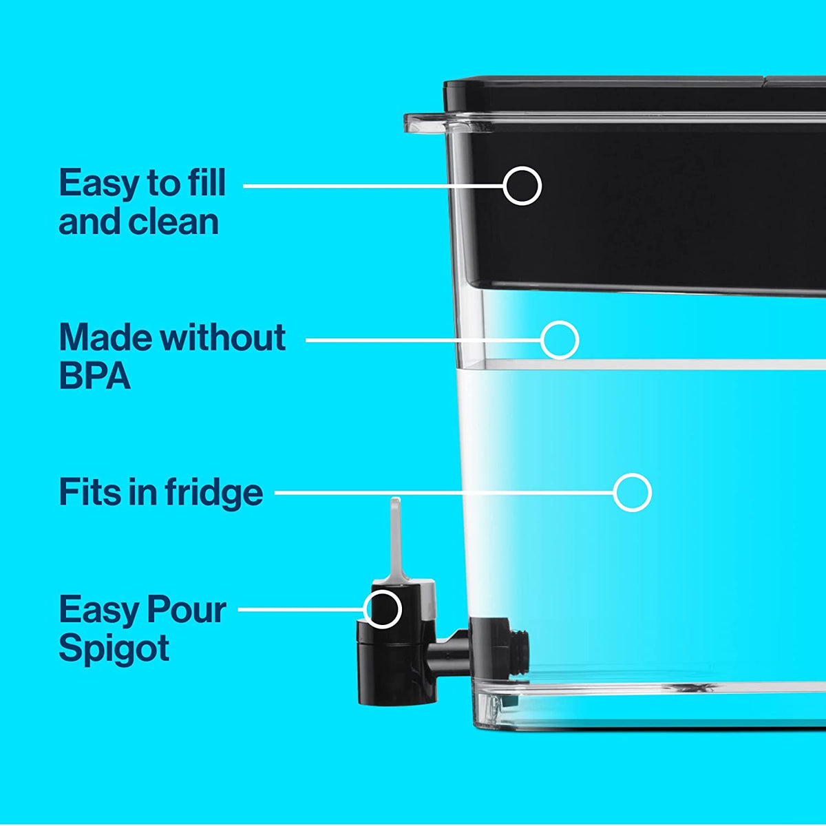 Black BPA Free 27-Cup Water Filter Dispenser W747