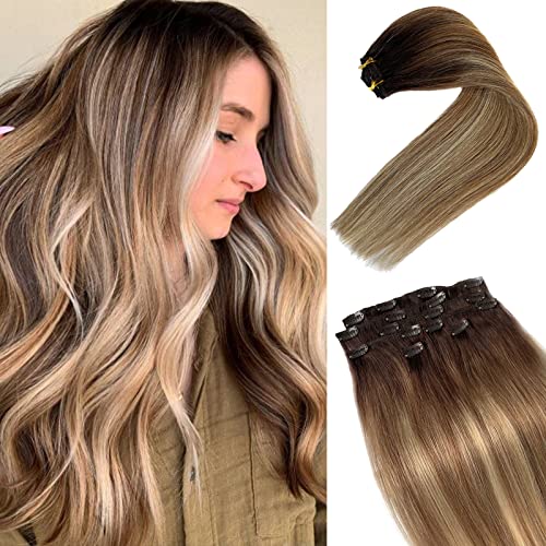 7pcs 70g 18Inch Remy Human Hair Clip in Hair Extensions O977713