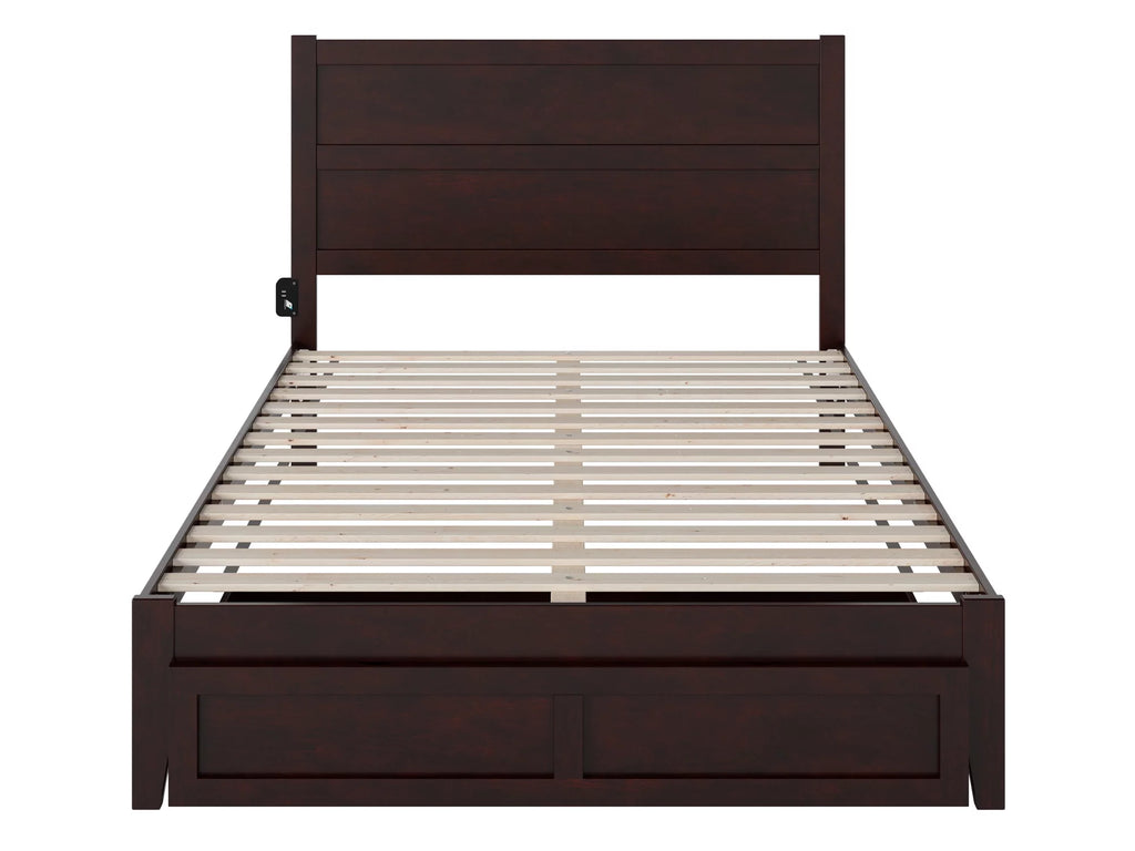 14" Queen Wood Platform Bed Frame with Foot Drawer Storage F43935