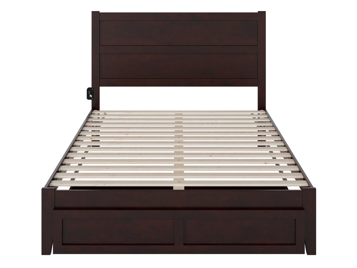 14" Queen Wood Platform Bed Frame with Foot Drawer Storage F43935