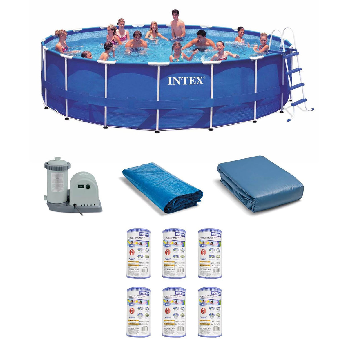 18ft x 48in Metal Frame Swimming Pool Set with Pump D527