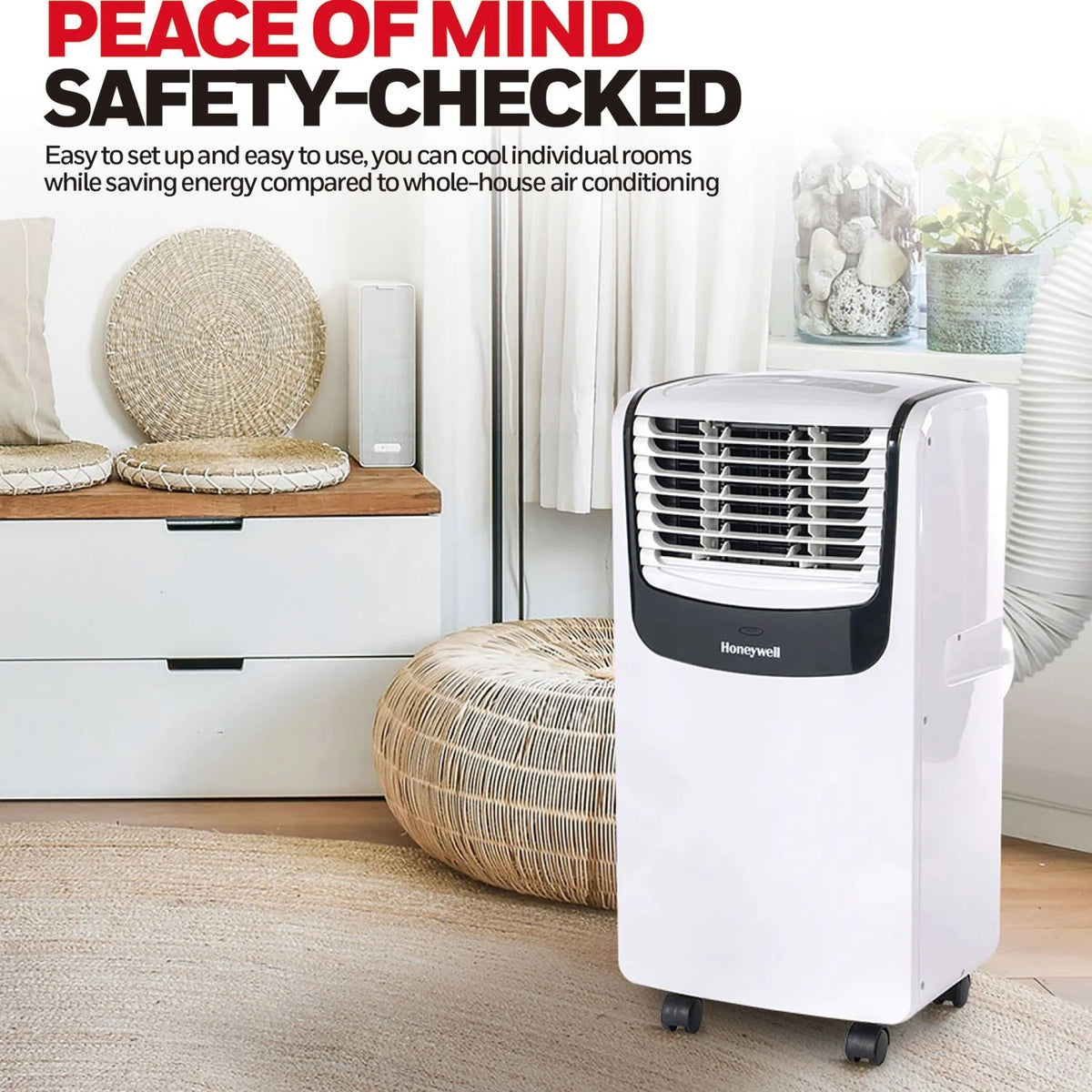 6,800 BTU 115-Volt Portable Air Conditioner with Remote, White/Black A647