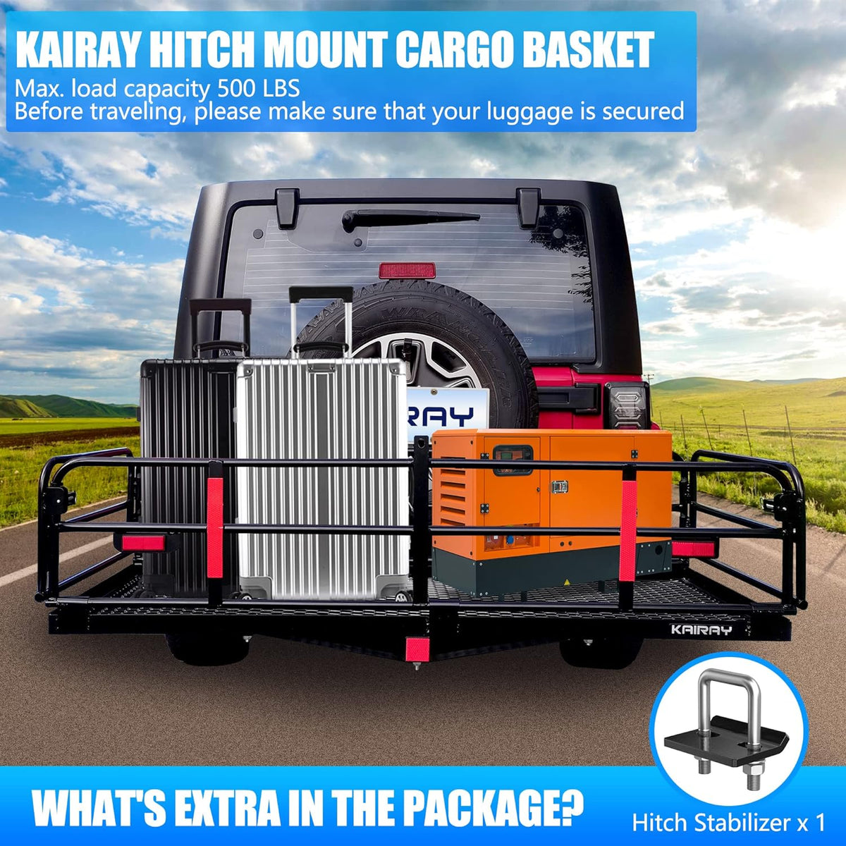 60" x 24" x 14.4" Folding Hitch Mount Cargo Carrier E62912