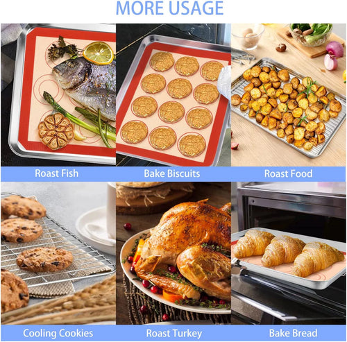 16 inch Stainless Steel Baking Sheet with Rack & Mat Set of 6 Z1837