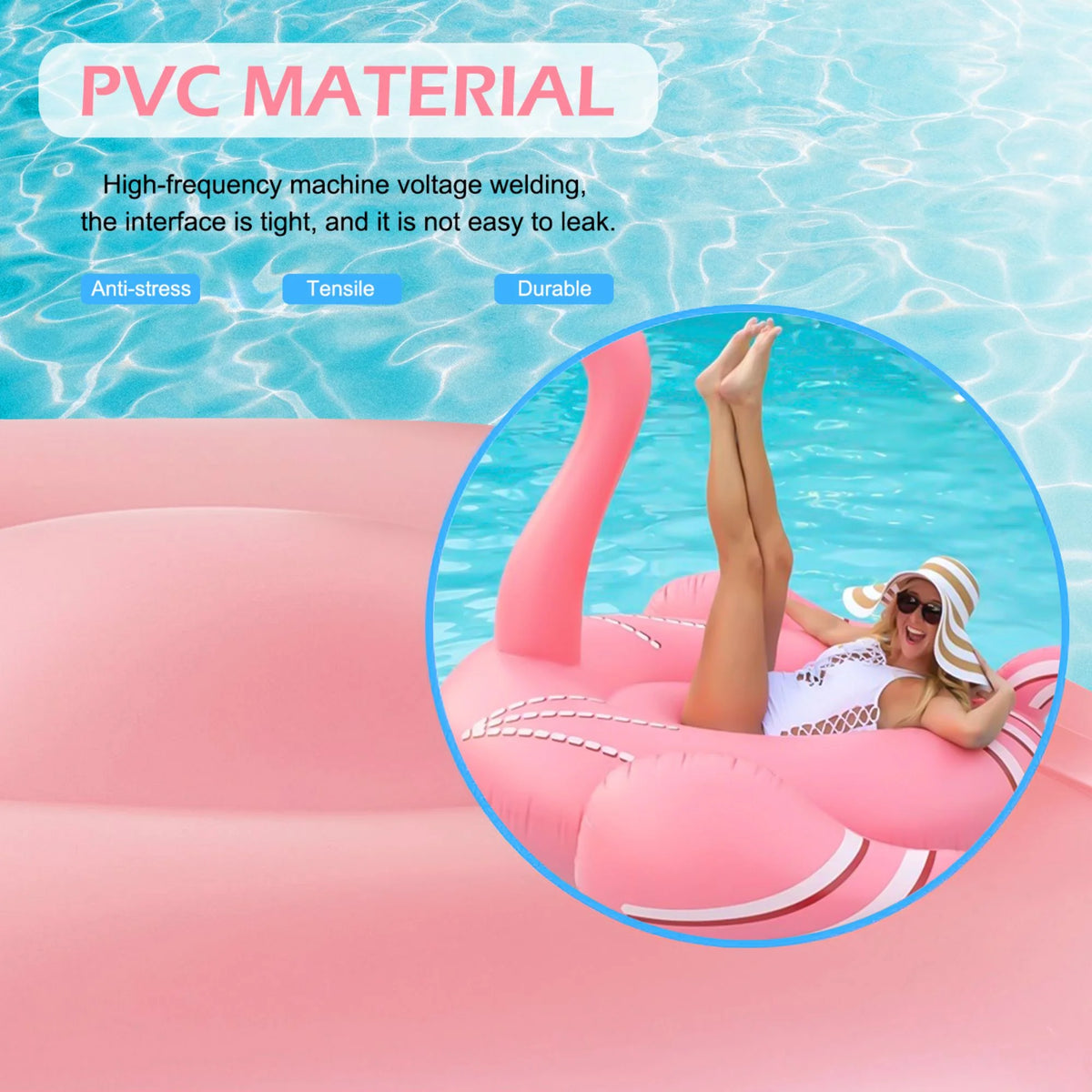 Pink Inflatable Flamingo Swimming Pool Floating Raft Q796