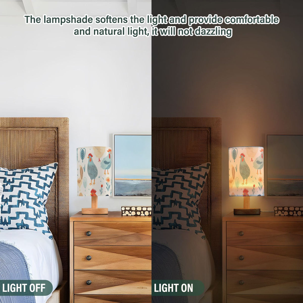 Retro Cylinder Bedside Table Lamp with USB Charging Port O605