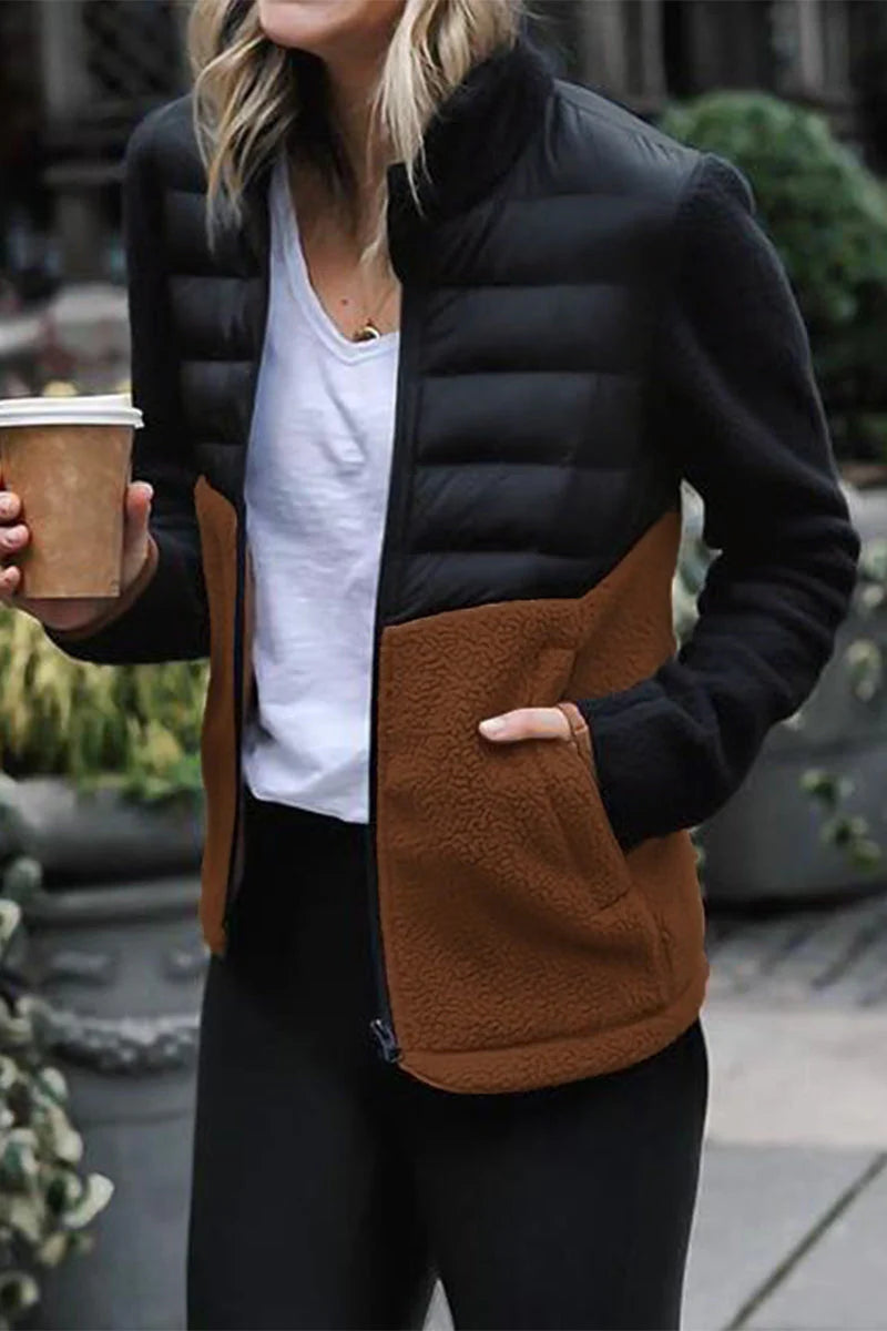 Solid Pocket Mandarin Collar Outerwear F930822