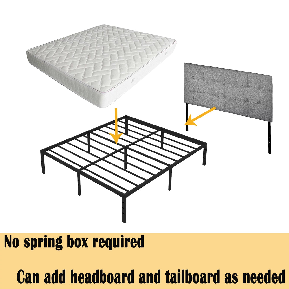 Queen Size Heavy Duty Metal Platform Bed Frame with Storage D288