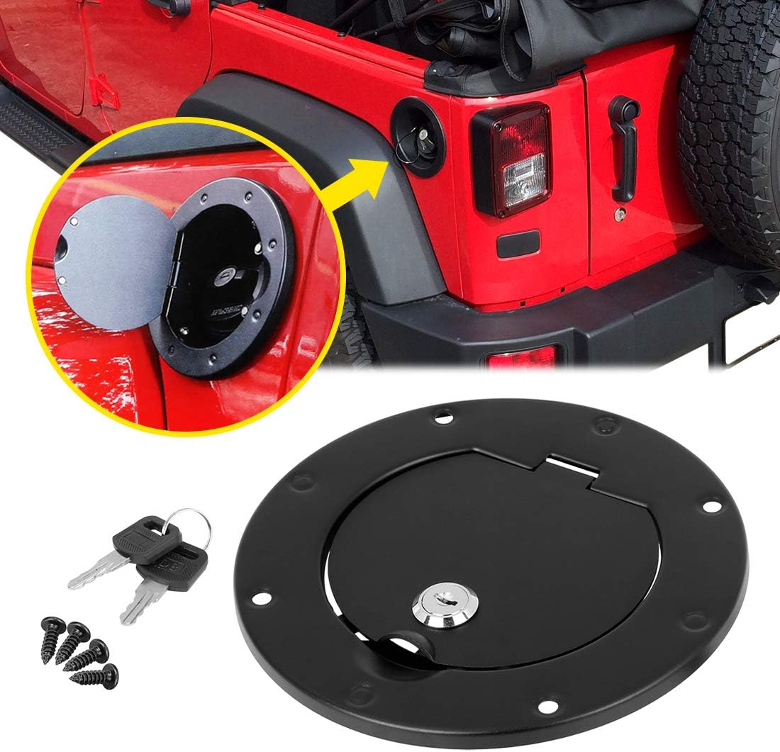 Black Locking Gas Cap Fuel Filler Door Cover Pack of 2 P717