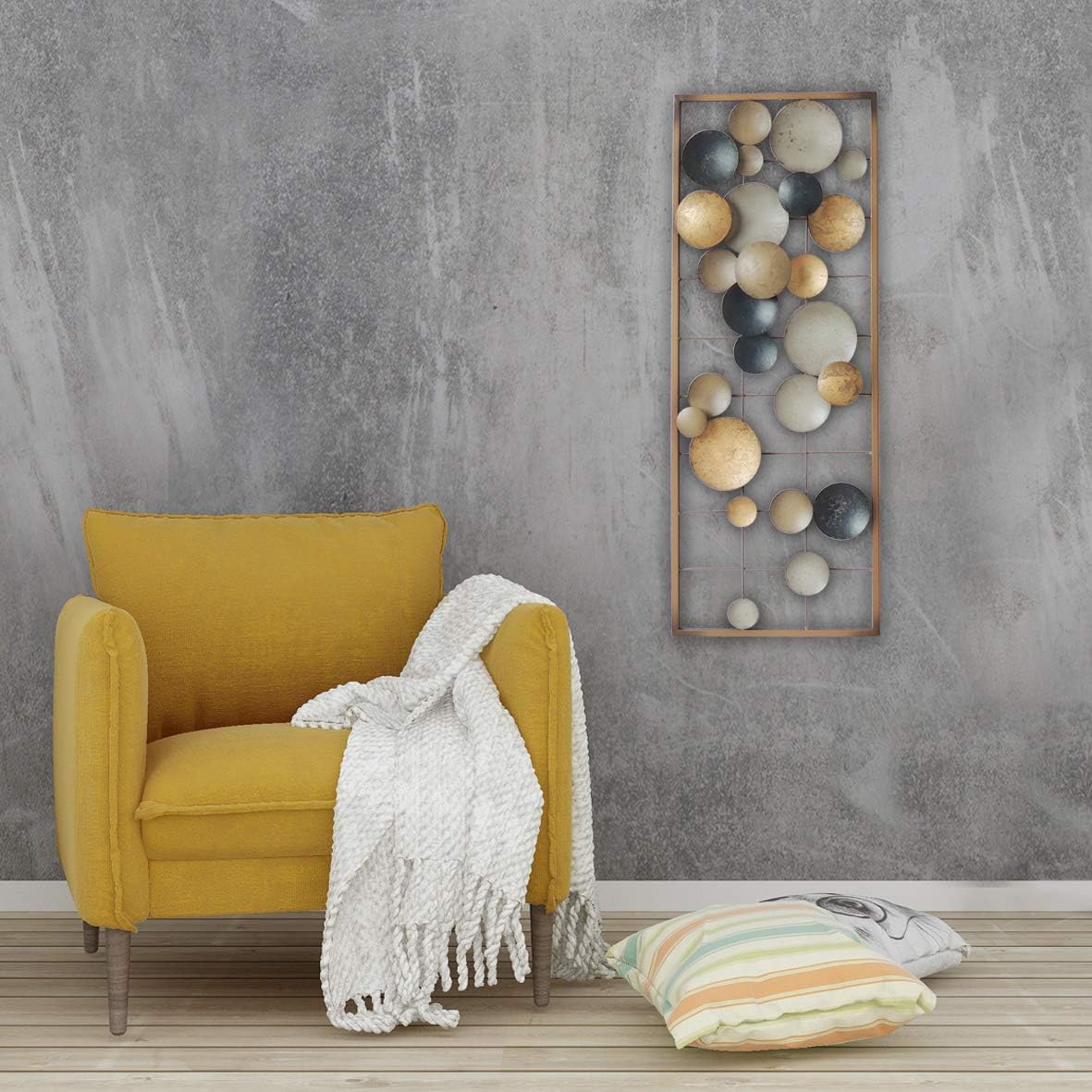 Wall Decor with Frame (Circles Earth Colors) Pack of 2 A562
