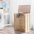 Foldable Bamboo Laundry Hamper with Lid and Liner Bag I6373