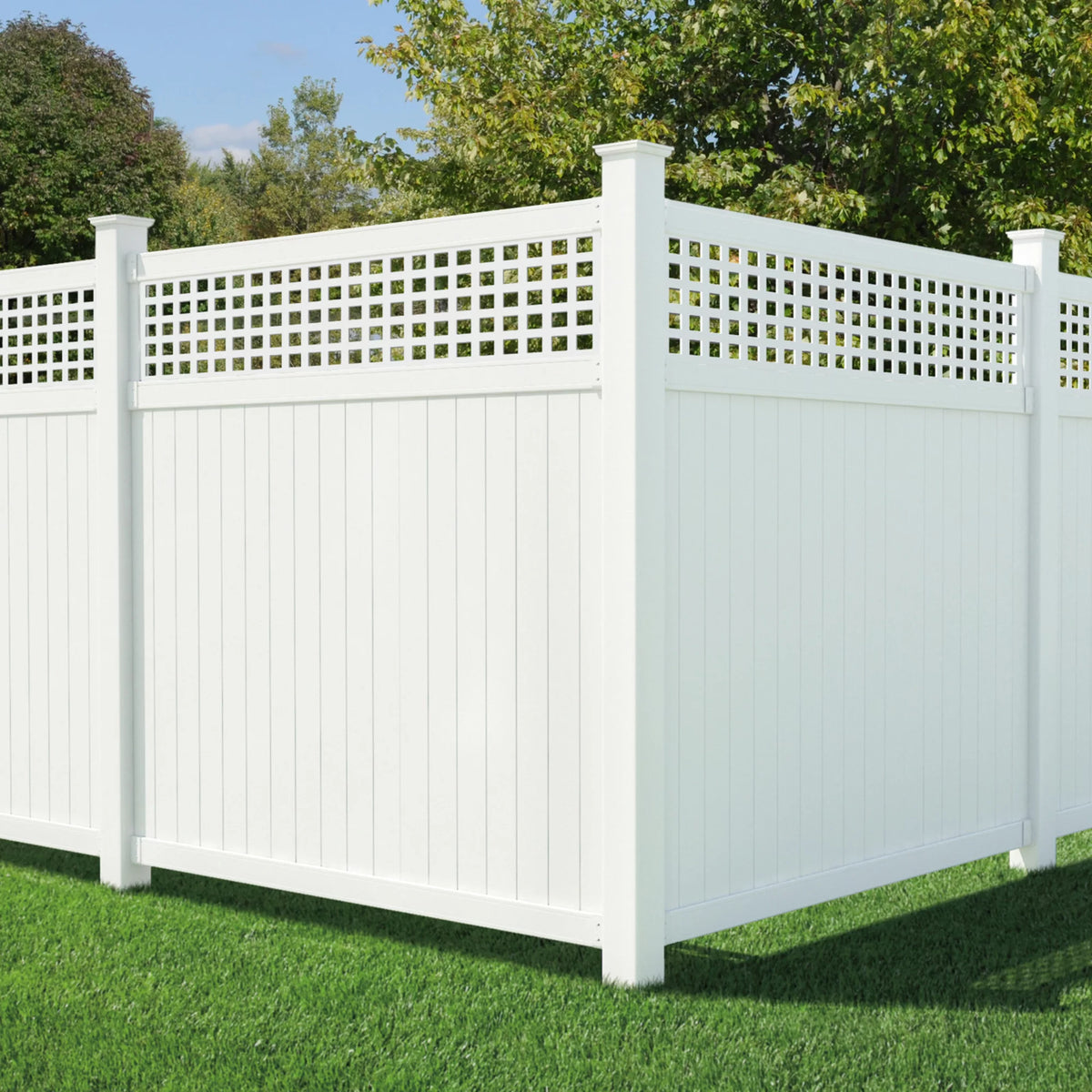 White Vinyl Lattice Top Fence Panel Z2459