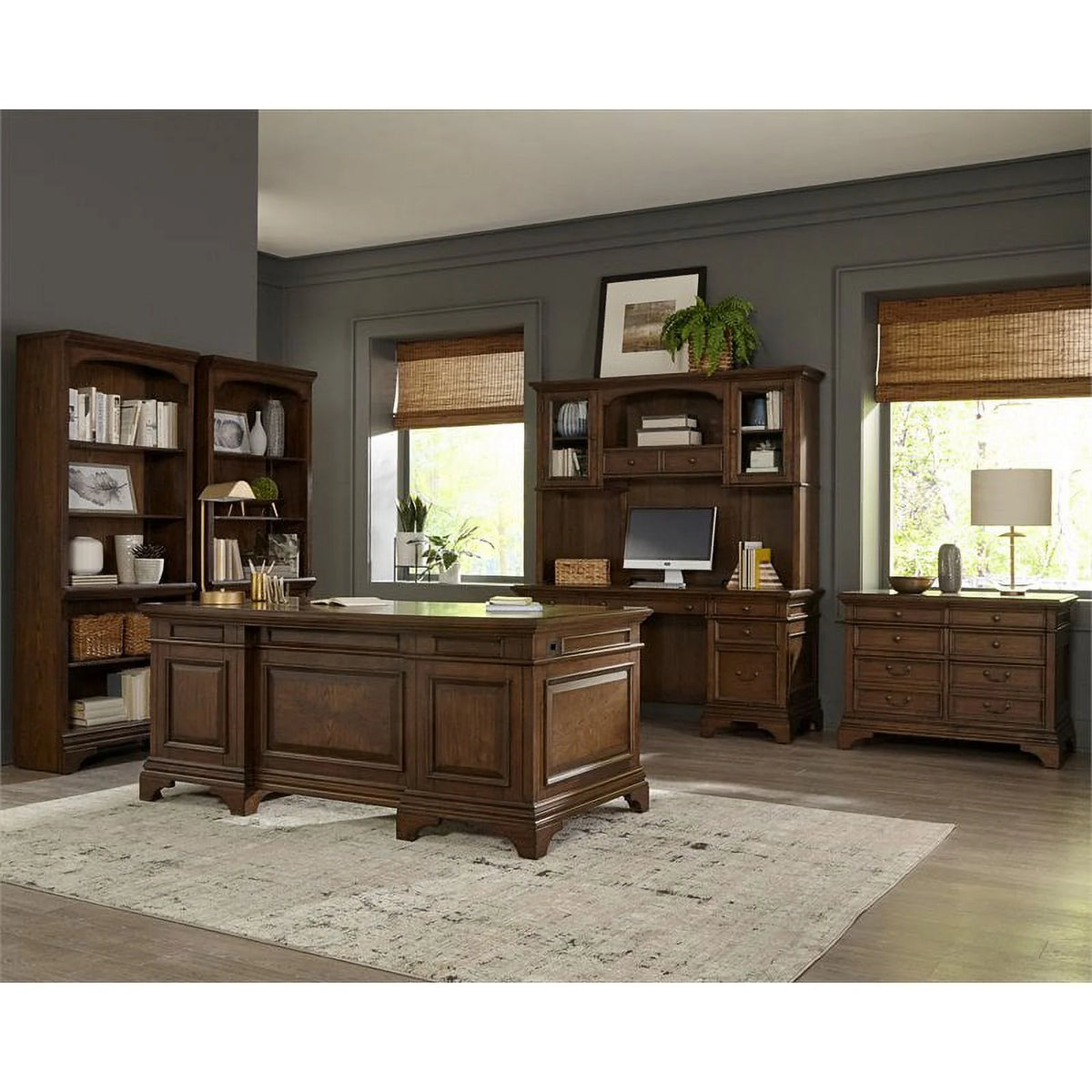 5-shelf Bookcase Burnished Oak R601498