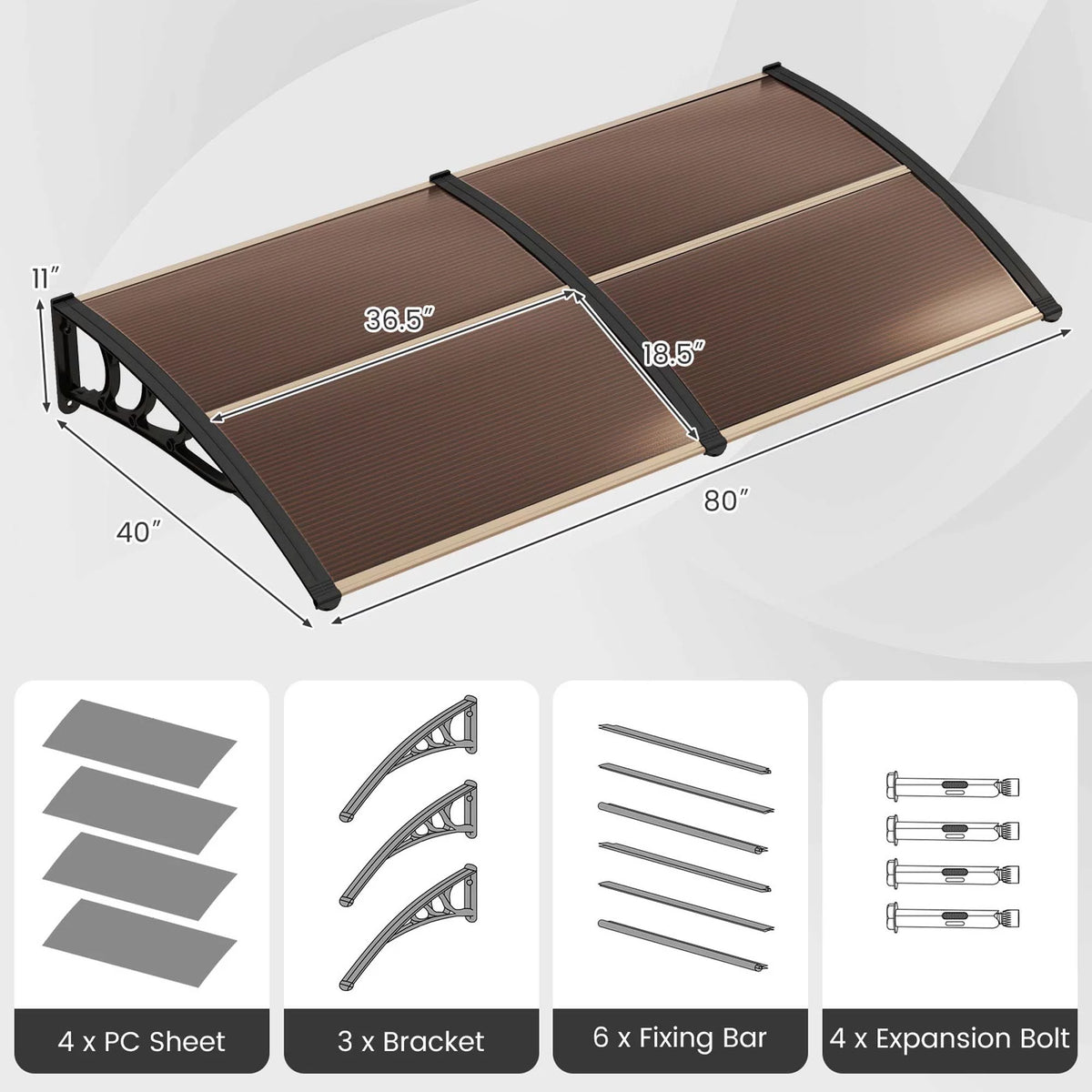 80'' x 40'' Coffee Patio Awning Canopy W813