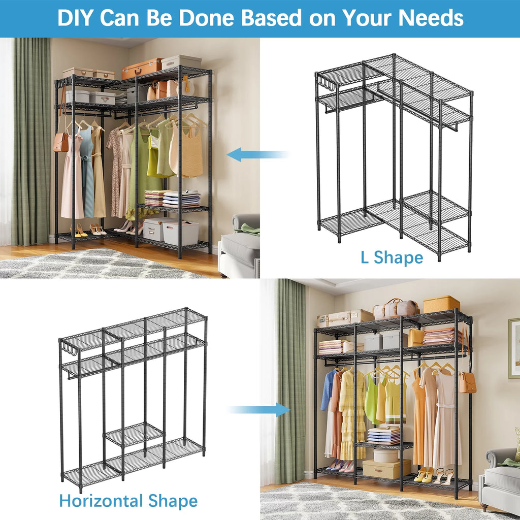 L Shaped Corner Closet System Black D850422