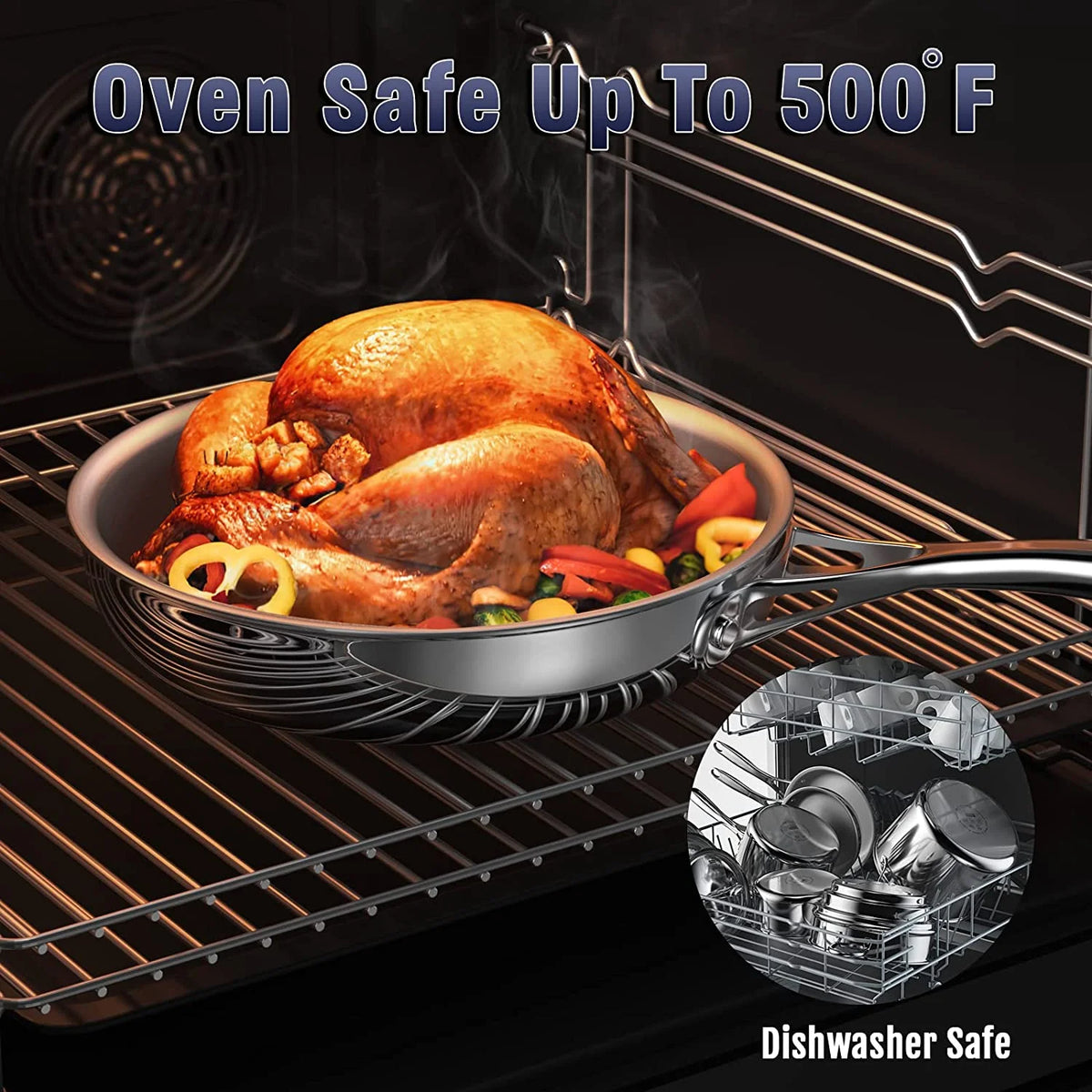 10-Piece Stainless Steel Cookware Set with Fry Pan L155109