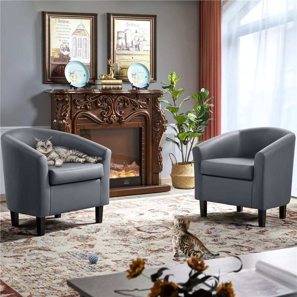 Black Faux Leather Accent Chair Set of 2 R2410
