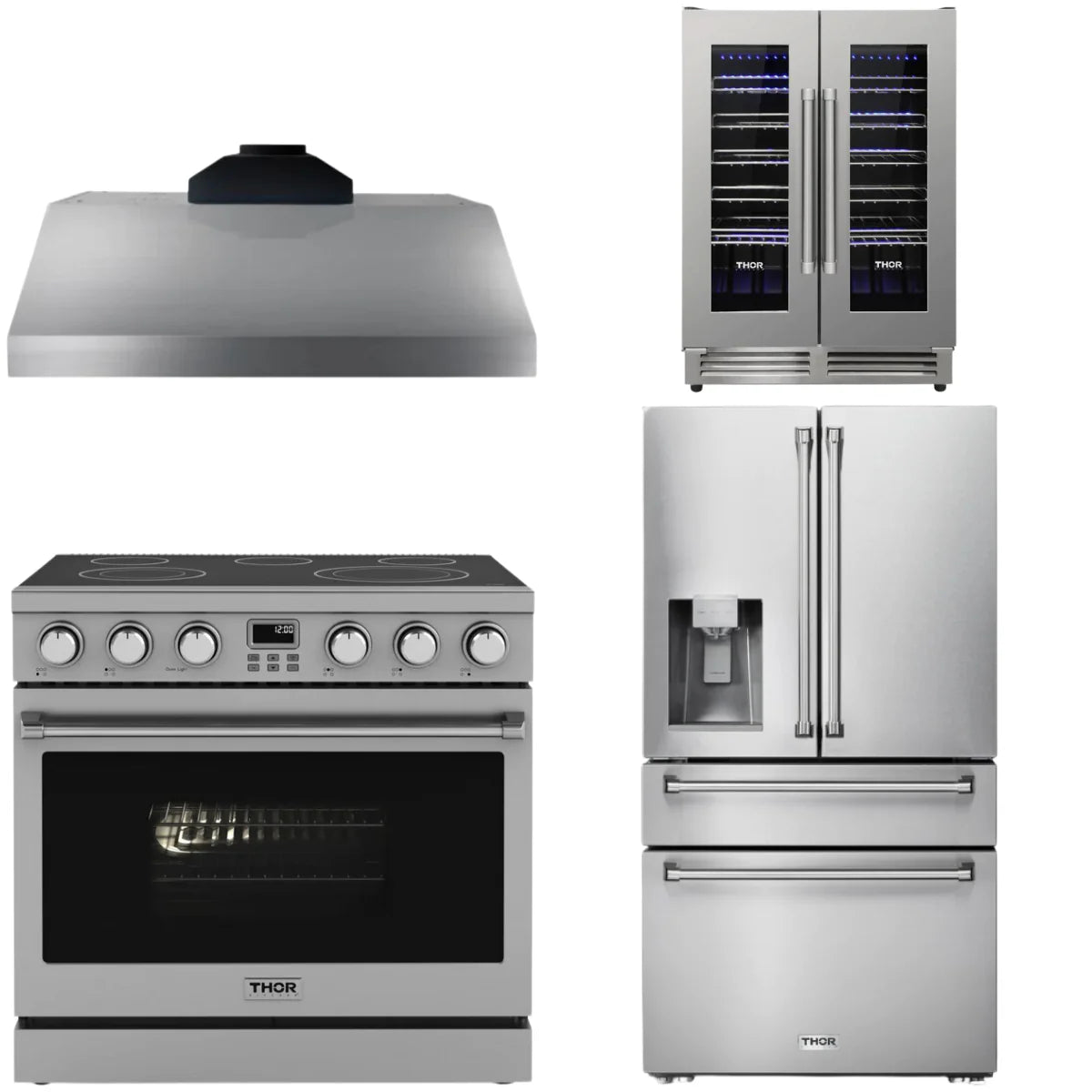 36 Electric Range, Range Hood, Refrigerator and Wine Cooler H7932