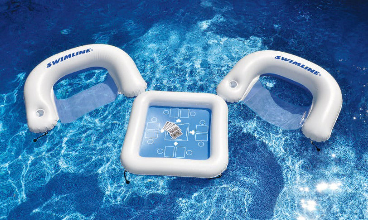 33" Inflatable 3-Piece Poker Game Deck and Chairs with Waterproof Playing Cards W949336