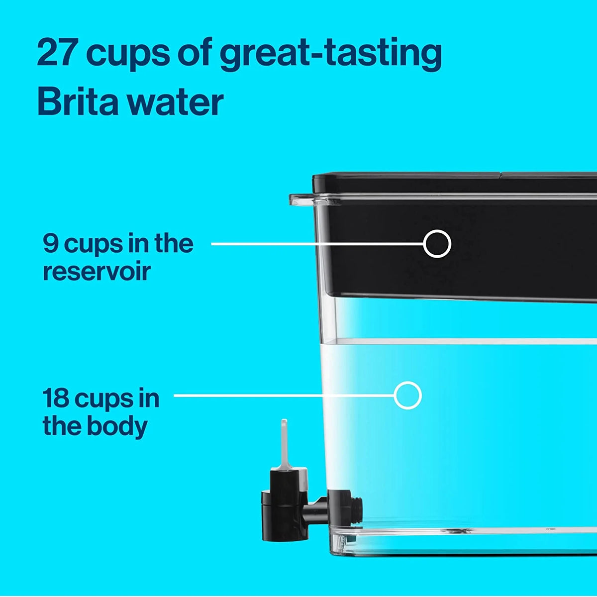 Black BPA Free 27-Cup Water Filter Dispenser W747