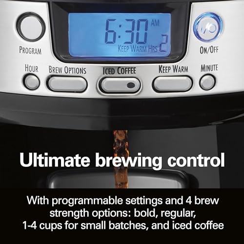 12 Cup Programmable Dispensing Coffee Maker with 60 oz Removable Reservoir, Black & Stainless Steel M400129