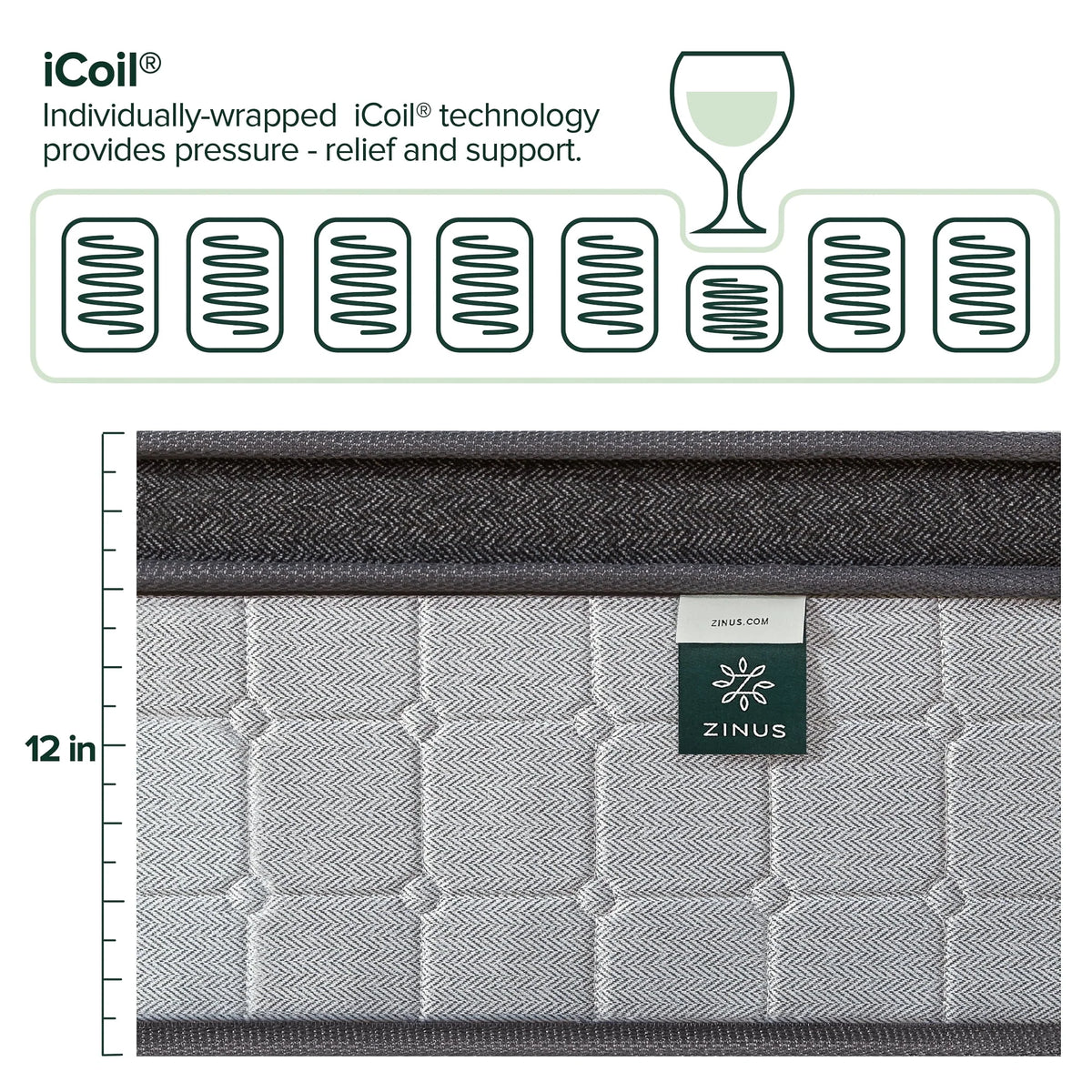 12 Hybrid Cooling Gel Memory Foam Pocket Spring King Mattress U427051