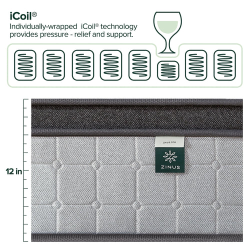 12 Hybrid Cooling Gel Memory Foam Pocket Spring King Mattress U427051