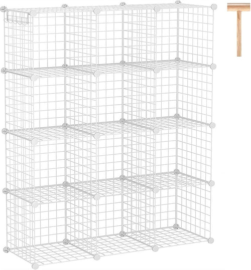 12-Cube White Wire Cube Storage Organizer P16545