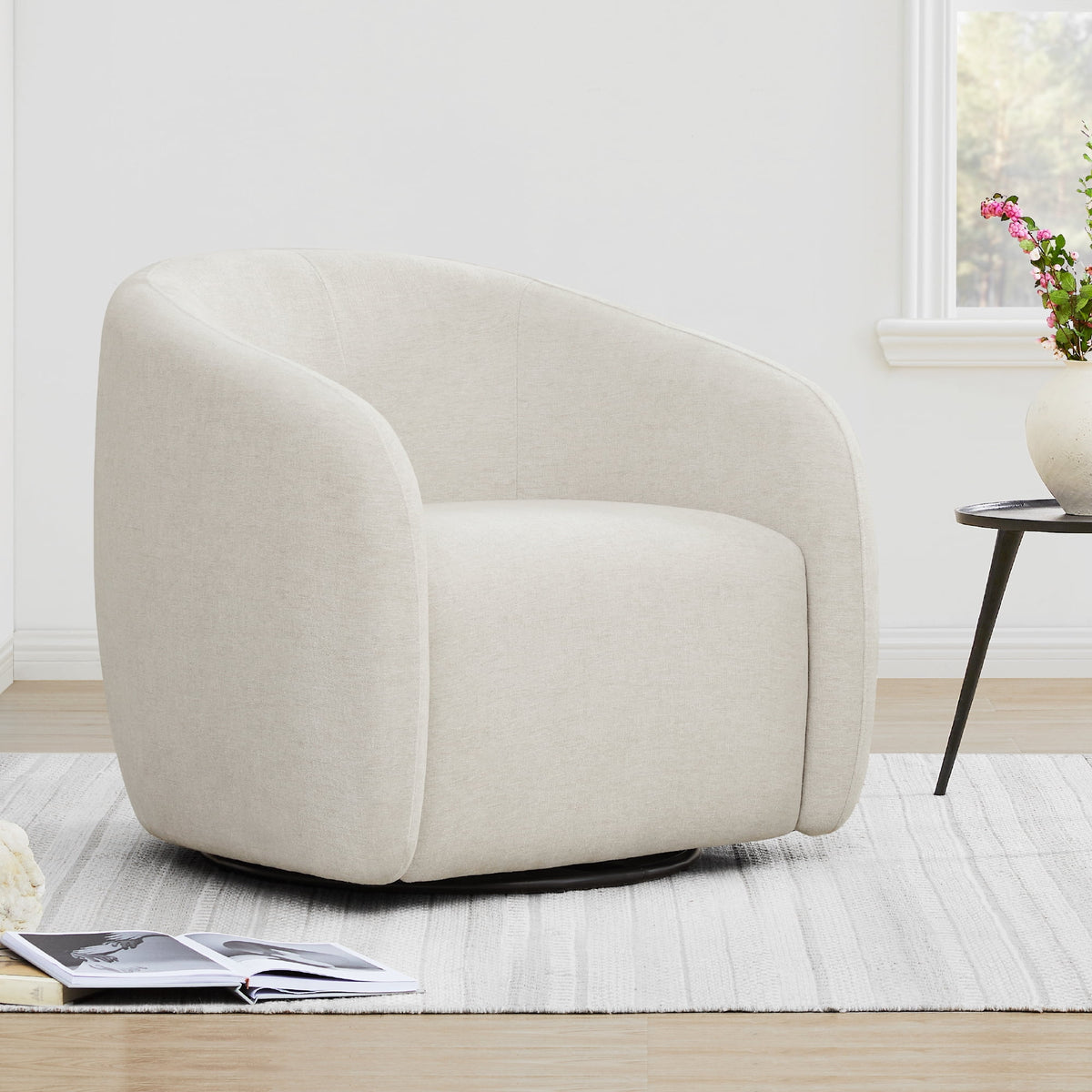 Swivel Upholstered Fabric Accent Chair Z607399