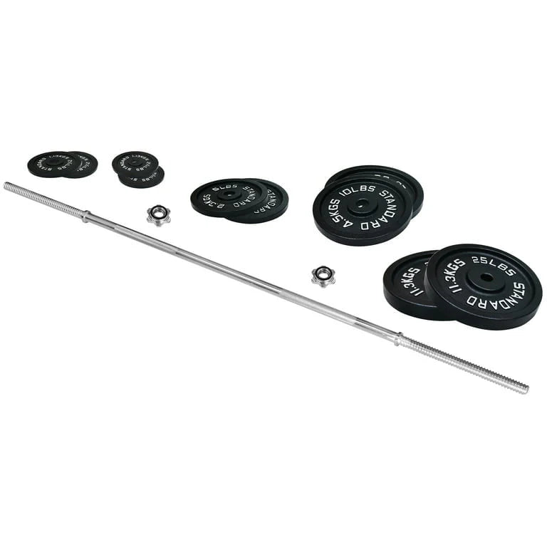 Cast Iron 100-Pound Barbell Set with Star Locks T4516