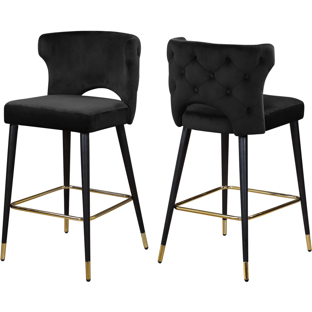 Black Velvet Bar Stool Set of 2 K2101