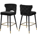 Black Velvet Bar Stool Set of 2 K2101
