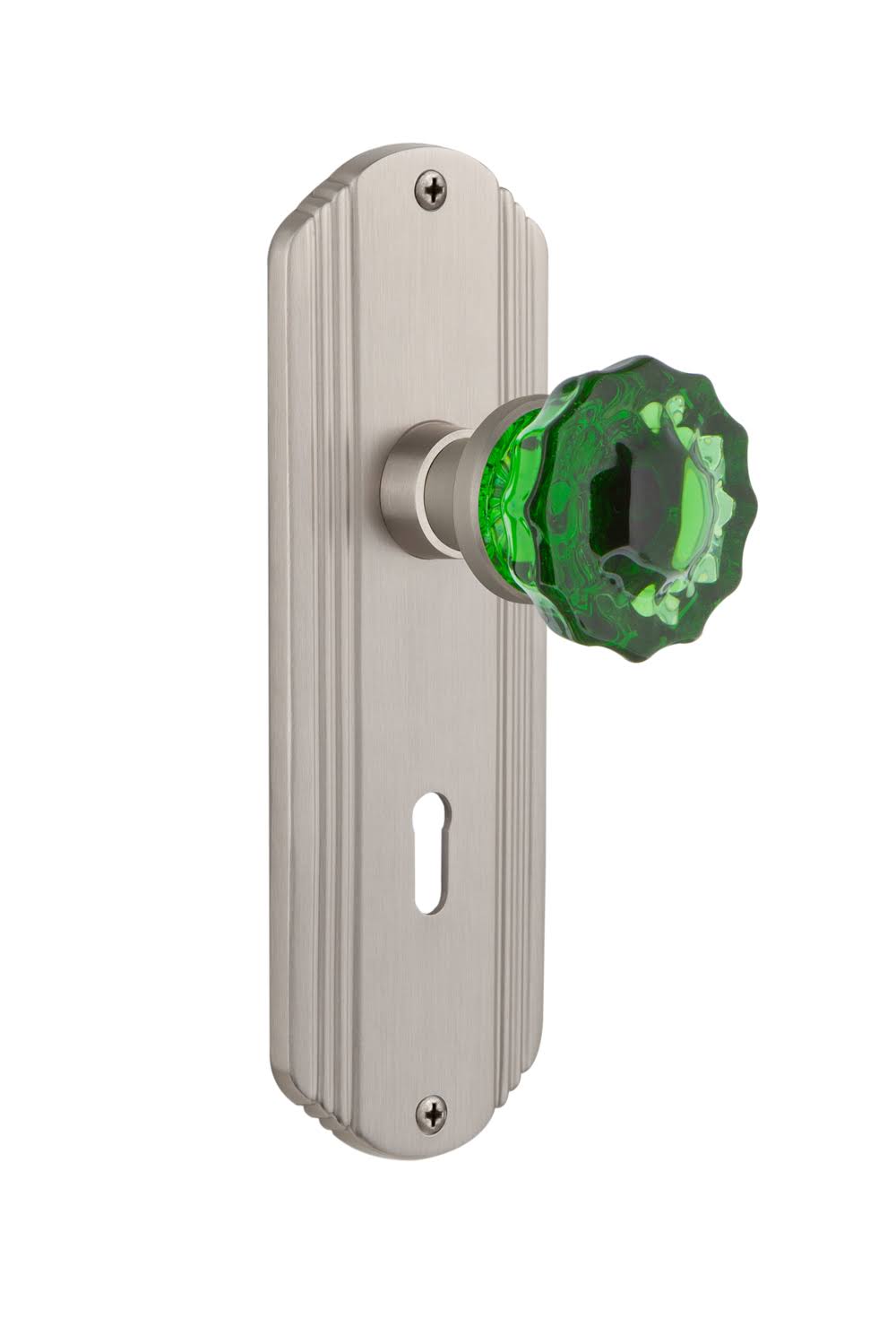 Emerald Crystal Satin Nickel Interior Mortise Door Knob Q603517