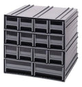 Gray Interlocking Storage Cabinet with 14 Ivory Drawers W931812