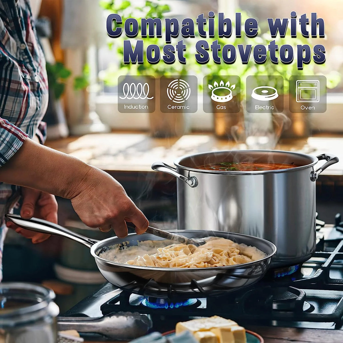 10-Piece Stainless Steel Cookware Set with Fry Pan L155109