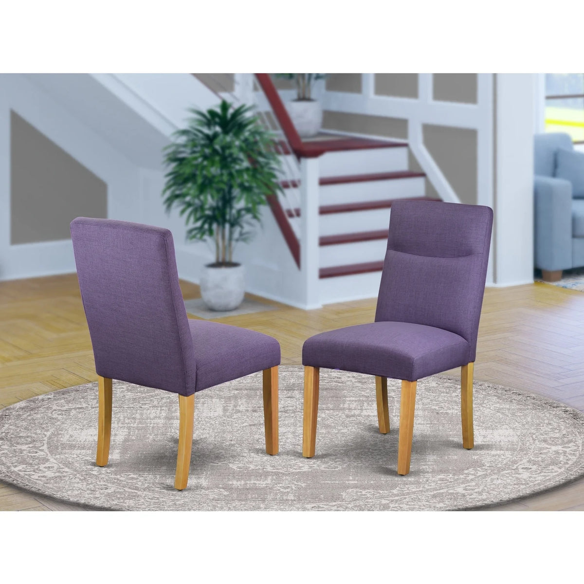 Set Of 2 Parson Chair With Oak Finish Leg And Linen Fabric B7597