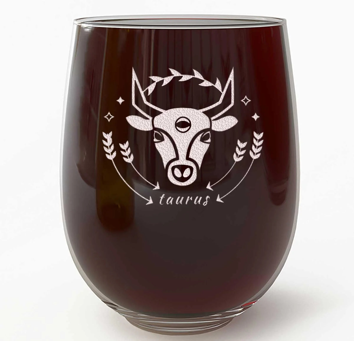 Etched 17Oz Stemless Wine Glass J556