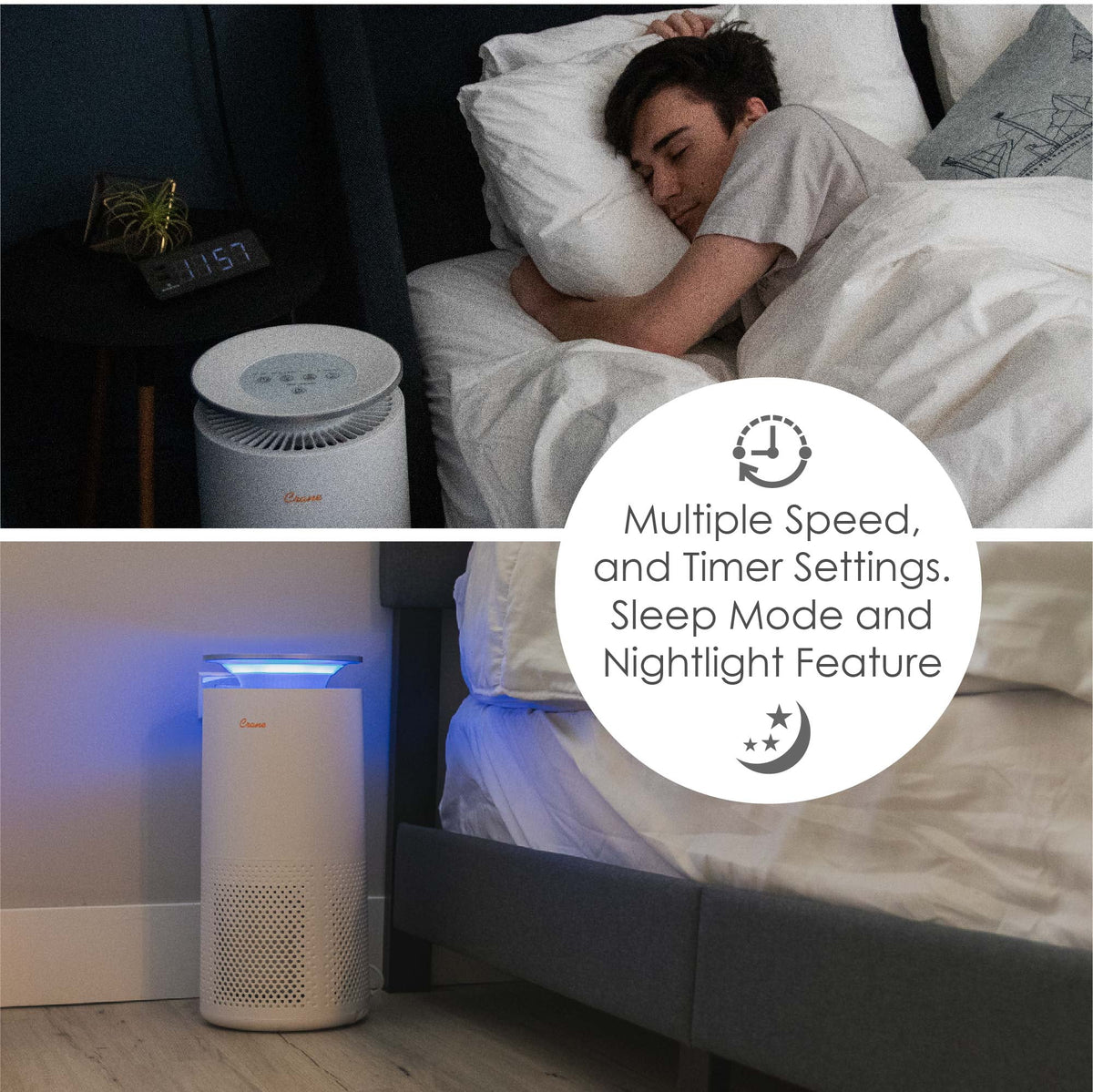 White True HEPA Tower Air Purifier with UV Light S23988