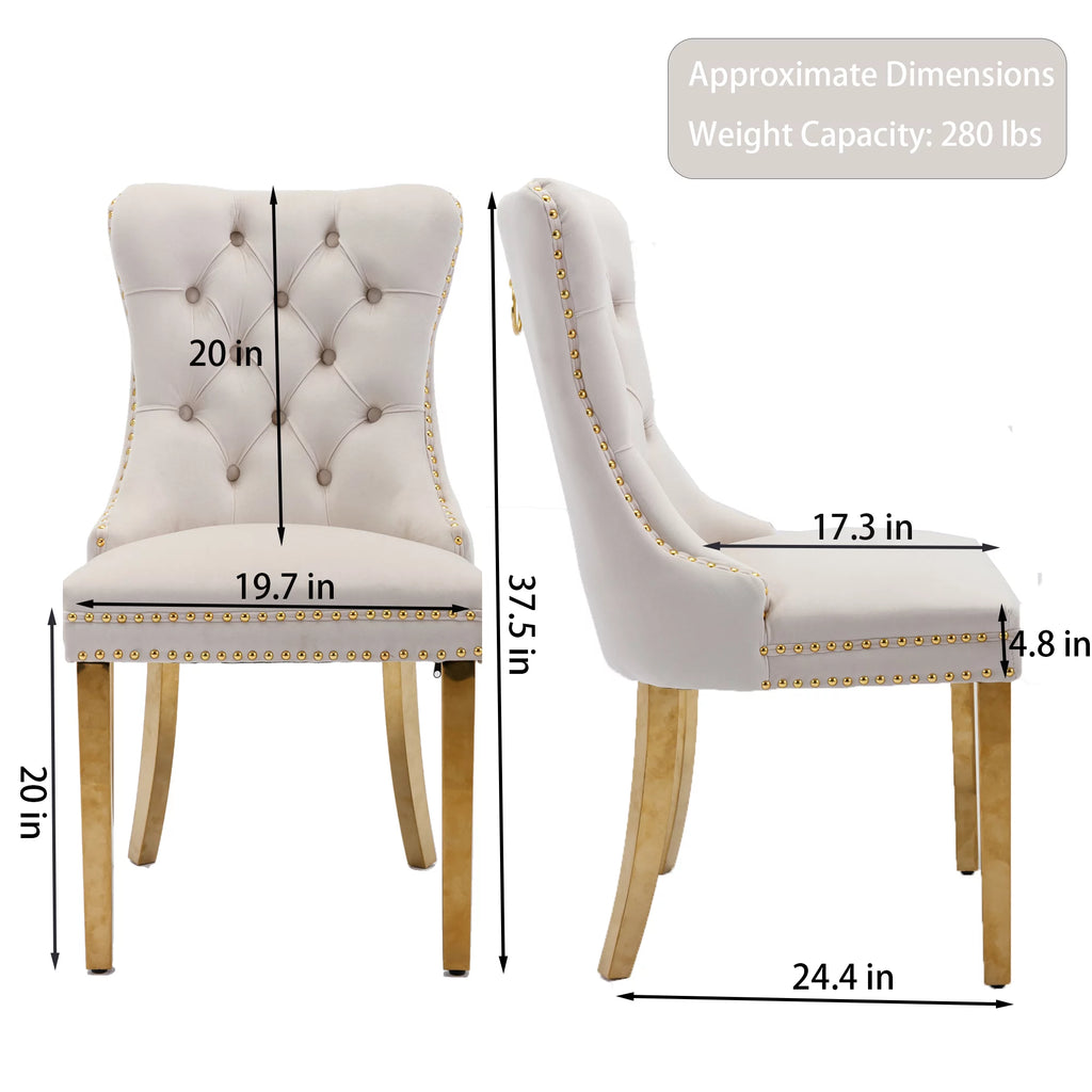 Velvet Dining Chairs with Nailhead Trim Set of 6 E974565