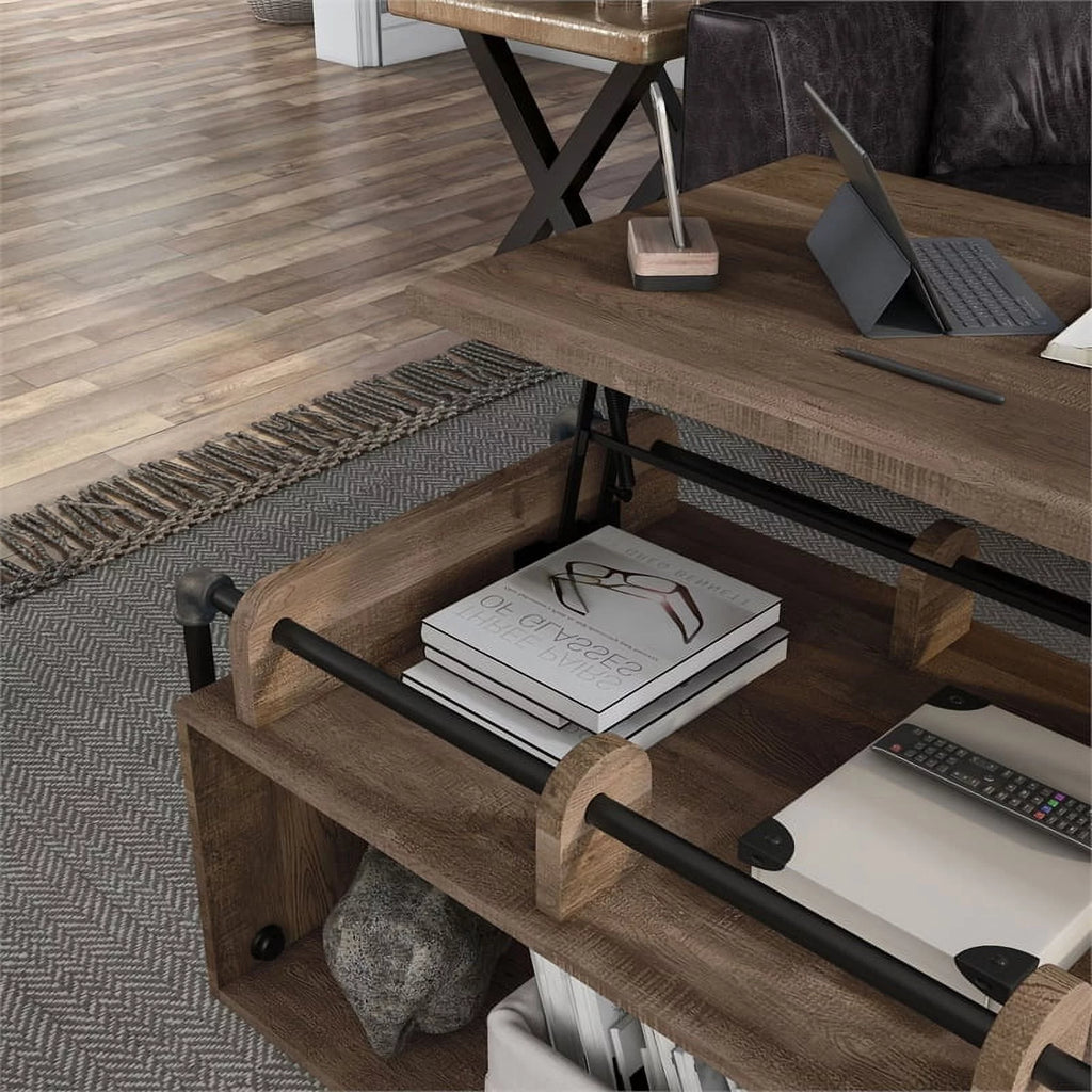 Modern Wood Lift-Top Coffee Table in Reclaimed Oak S180611