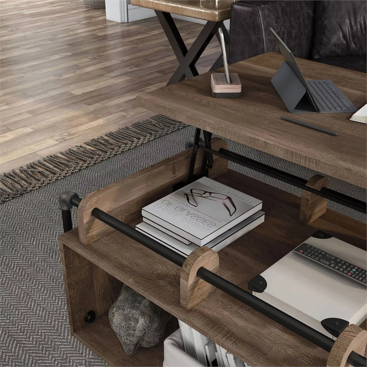 Modern Wood Lift-Top Coffee Table in Reclaimed Oak S180611