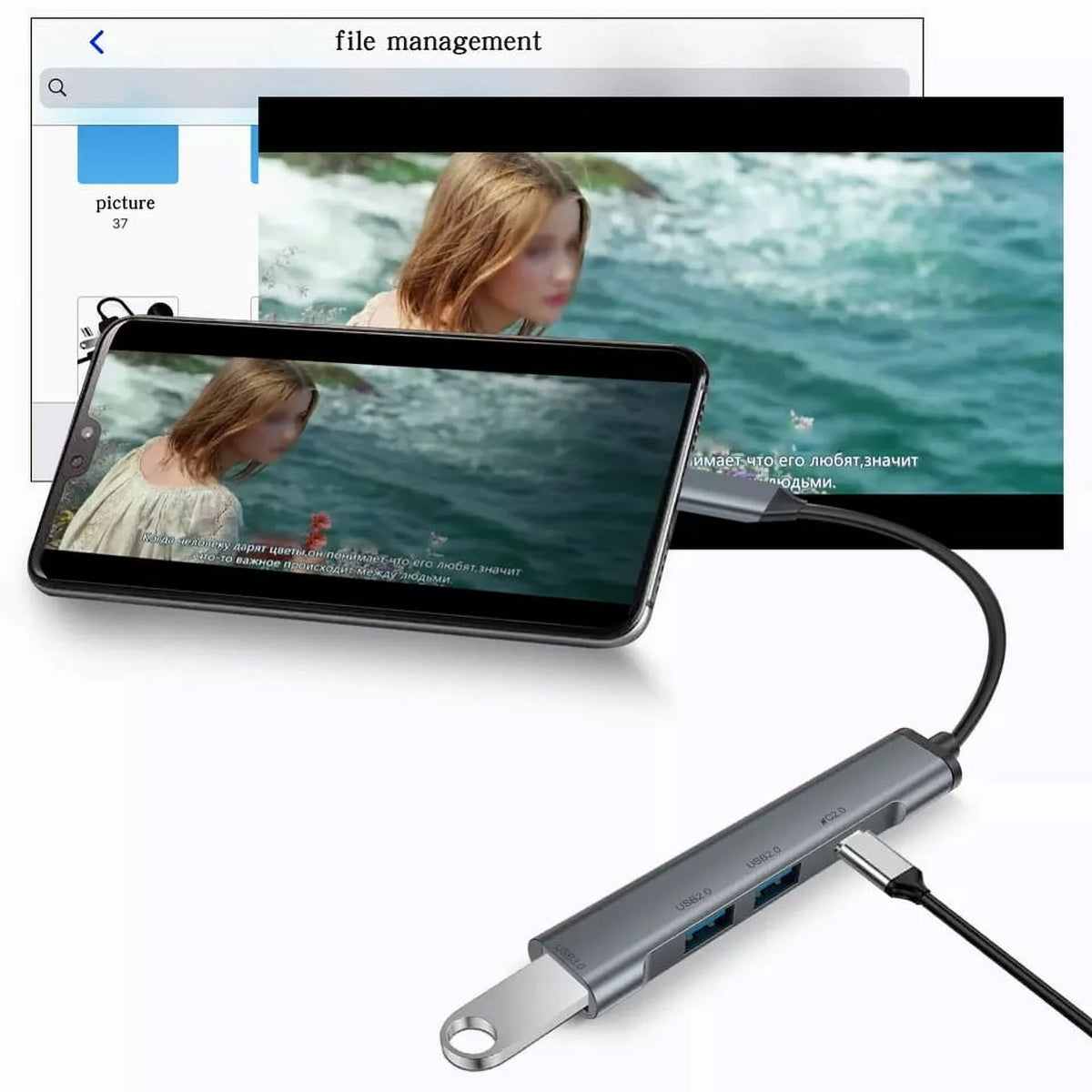 4-in-1 USB-C Adapter USB Hub H889389