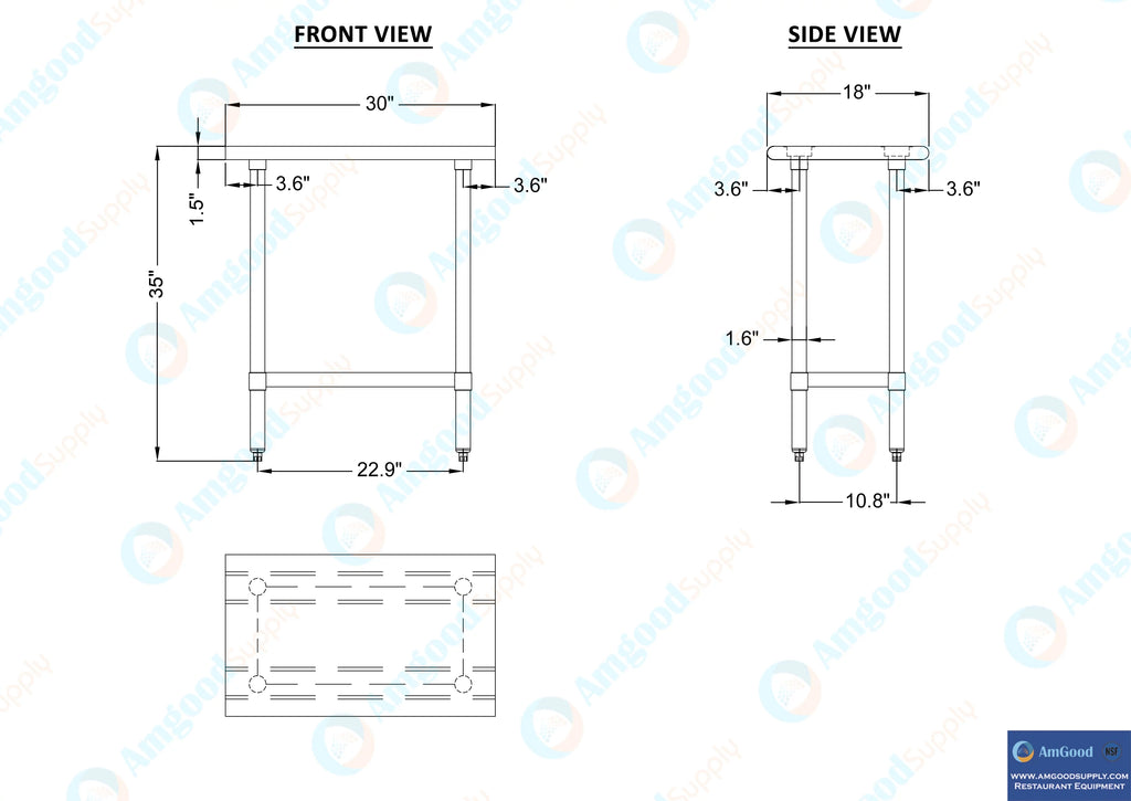 18" x 30" Stainless Steel Work Table with Undershelf T7583