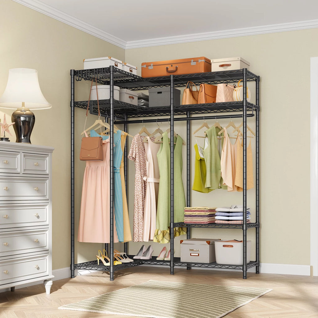 L Shaped Corner Closet System Black D850422